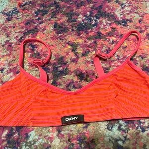 DKNY Pink and Orange Striped Bralette S